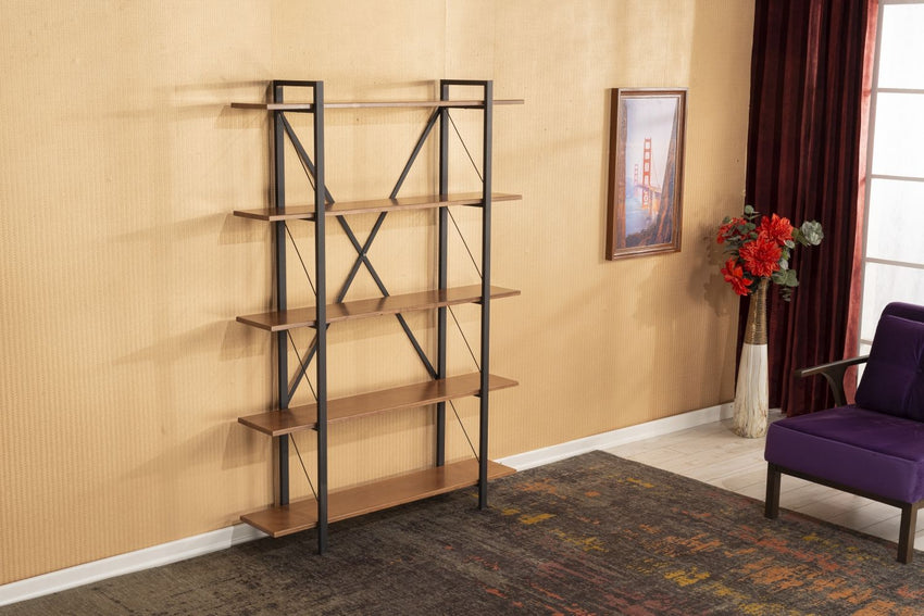 Lissandra 5 Tier Solid Wood Bookcase - 7DAY'S