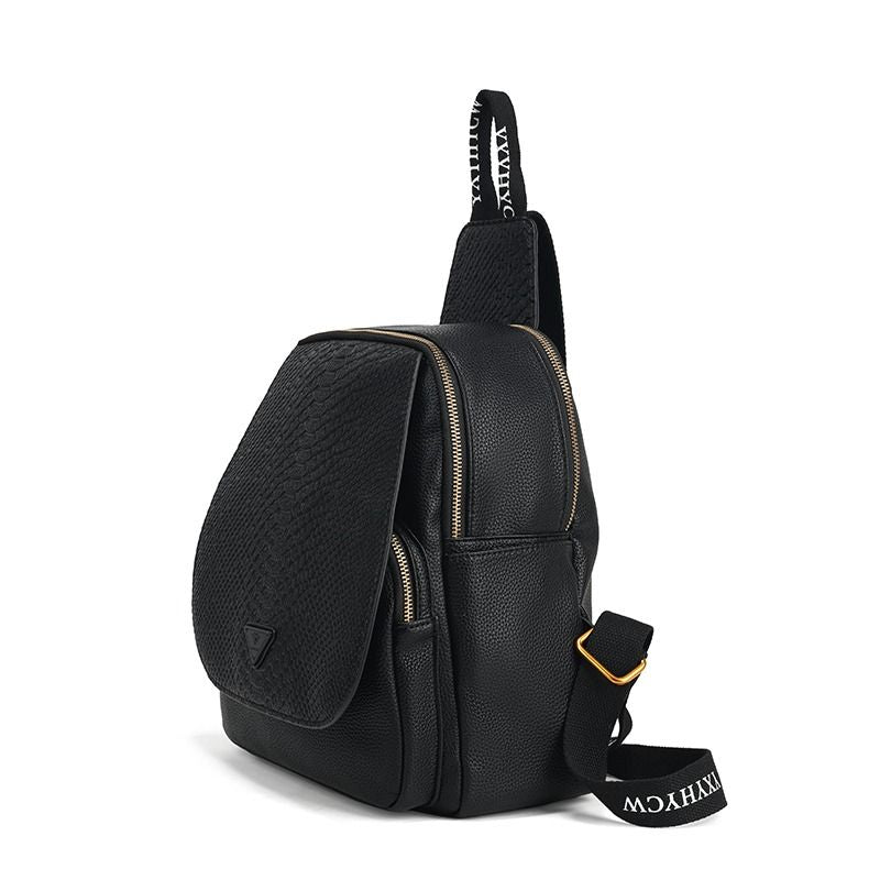 Litchi Print Black Shoulder Bag Casual Crossbody Bag - 7DAY'S