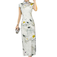 Long Cheongsam Dress Chinese Dress Flora Bodycon Cocktail Dress Qipao Dress - 7DAY'S