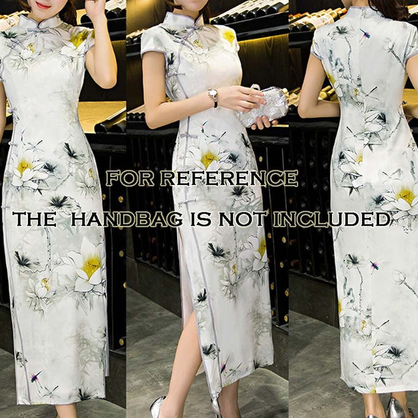 Long Cheongsam Dress Chinese Dress Flora Bodycon Cocktail Dress Qipao Dress - 7DAY'S