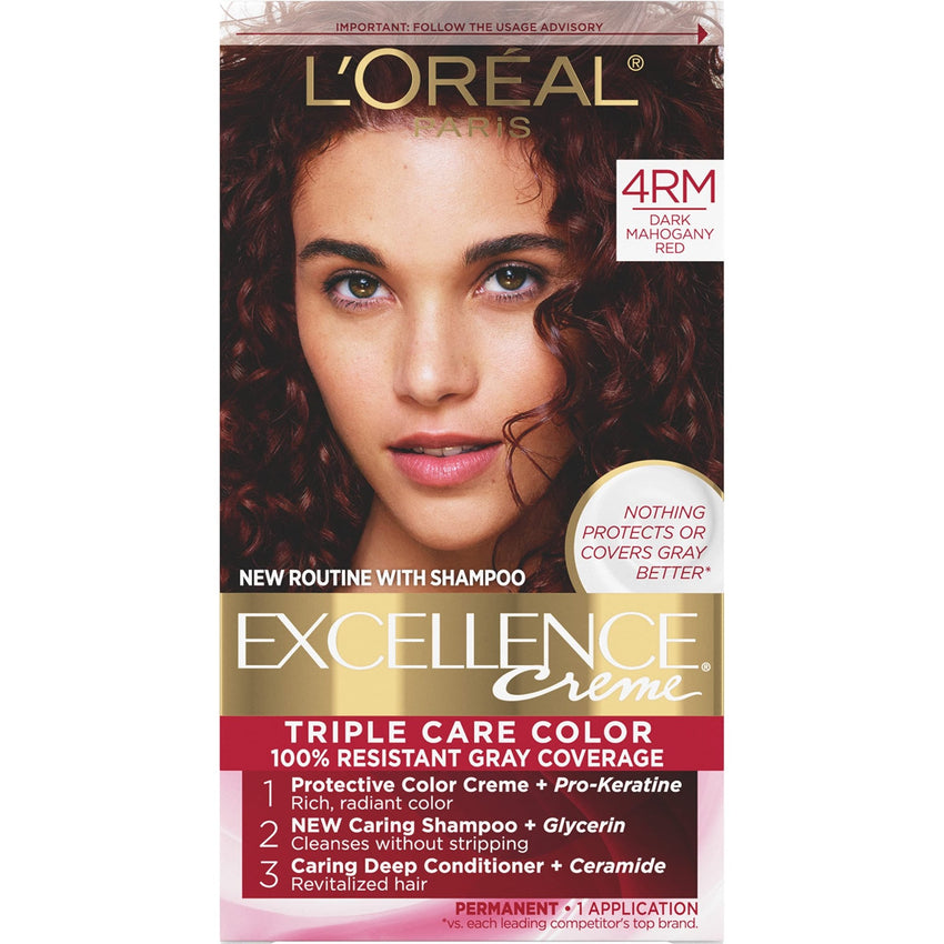 L'Oreal Paris Excellence Creme Permanent Hair Color, 4 Dark Brown, 100 percent Gray Coverage Hair Dye, Pack of 1 - 7DAY'S