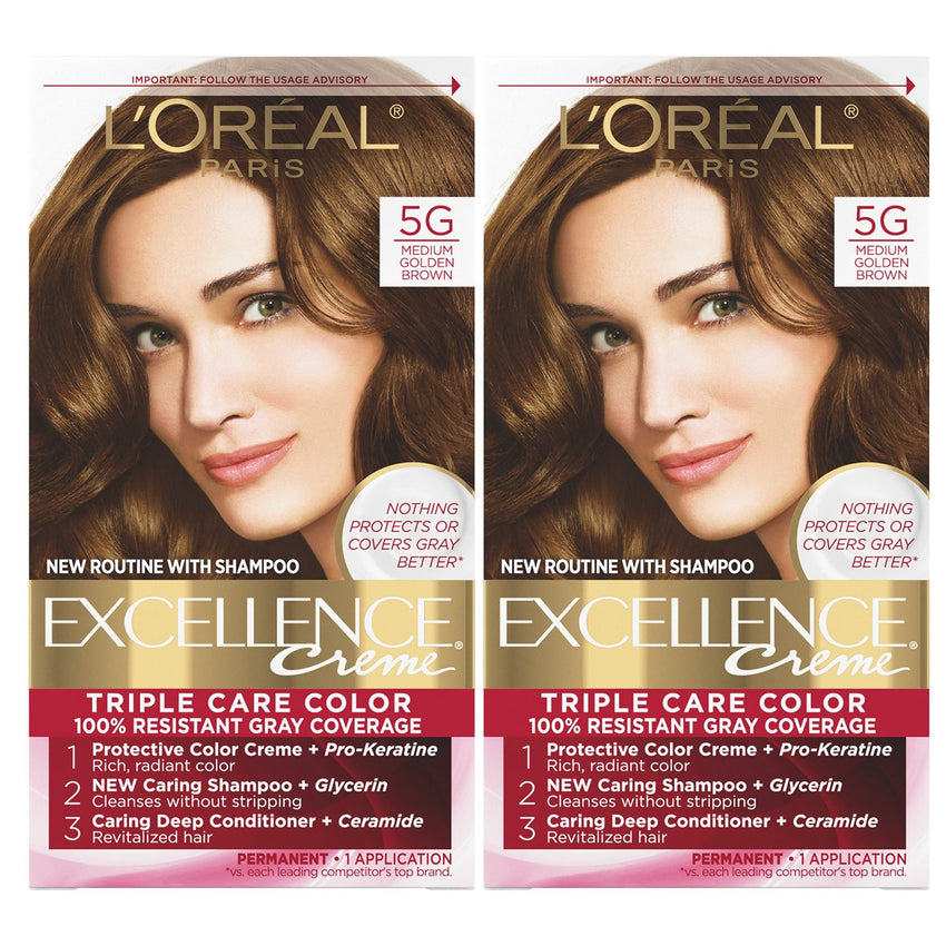 L'Oreal Paris Excellence Creme Permanent Hair Color, 4 Dark Brown, 100 percent Gray Coverage Hair Dye, Pack of 1 - 7DAY'S