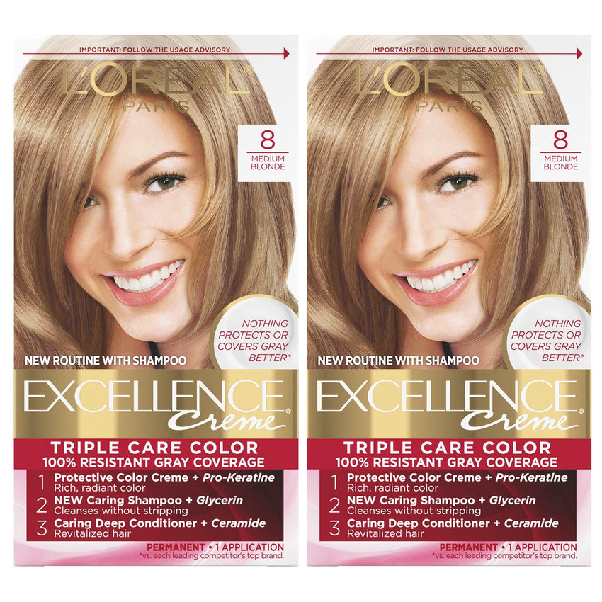 L'Oreal Paris Excellence Creme Permanent Hair Color, 4 Dark Brown, 100 percent Gray Coverage Hair Dye, Pack of 1 - 7DAY'S