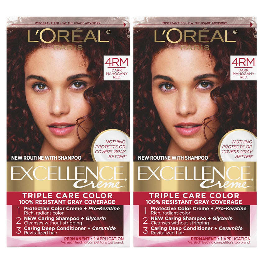 L'Oreal Paris Excellence Creme Permanent Hair Color, 4 Dark Brown, 100 percent Gray Coverage Hair Dye, Pack of 1 - 7DAY'S