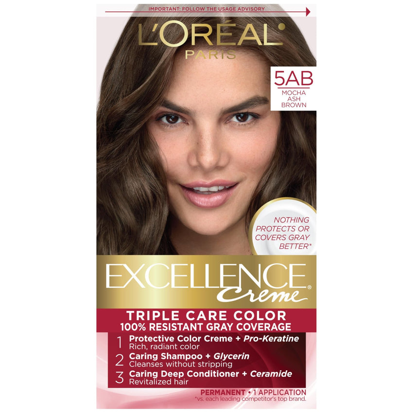 L'Oreal Paris Excellence Creme Permanent Hair Color, 4 Dark Brown, 100 percent Gray Coverage Hair Dye, Pack of 1 - 7DAY'S