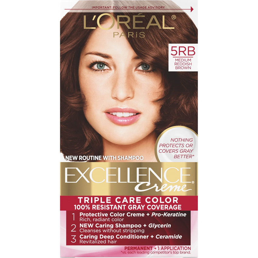 L'Oreal Paris Excellence Creme Permanent Hair Color, 4 Dark Brown, 100 percent Gray Coverage Hair Dye, Pack of 1 - 7DAY'S