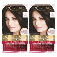 L'Oreal Paris Excellence Creme Permanent Hair Color, 4 Dark Brown, 100 percent Gray Coverage Hair Dye, Pack of 1 - 7DAY'S