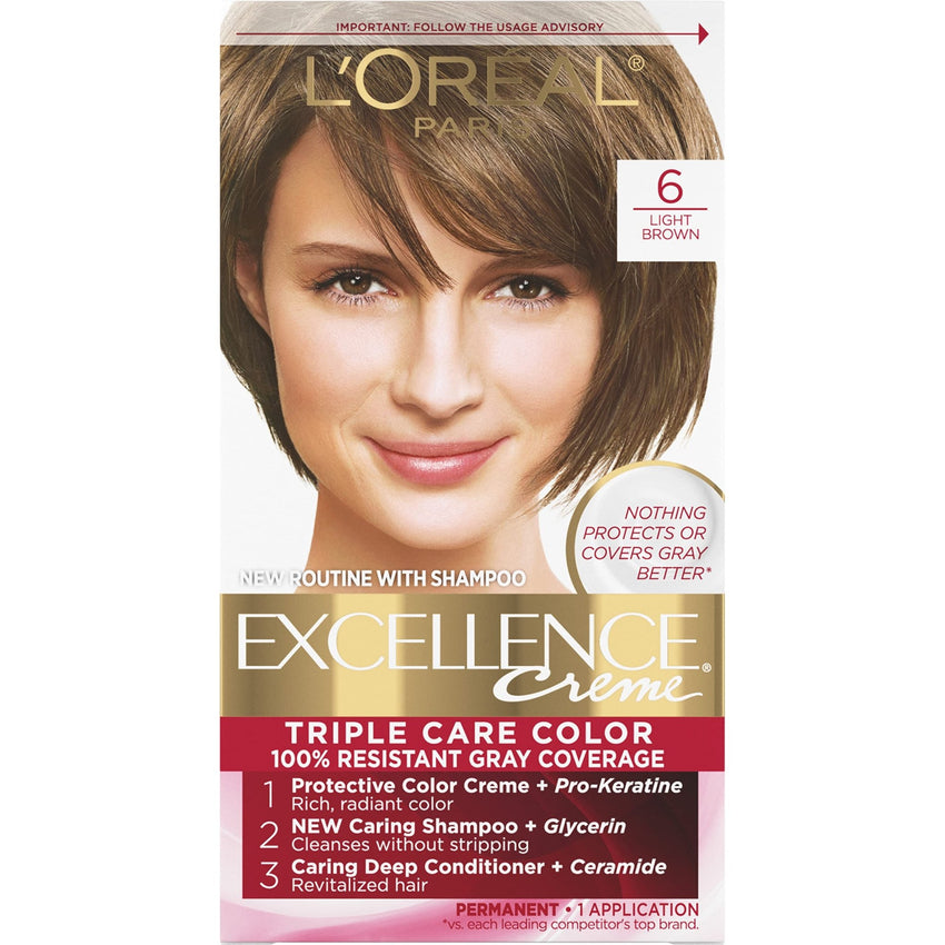 L'Oreal Paris Excellence Creme Permanent Hair Color, 4 Dark Brown, 100 percent Gray Coverage Hair Dye, Pack of 1 - 7DAY'S
