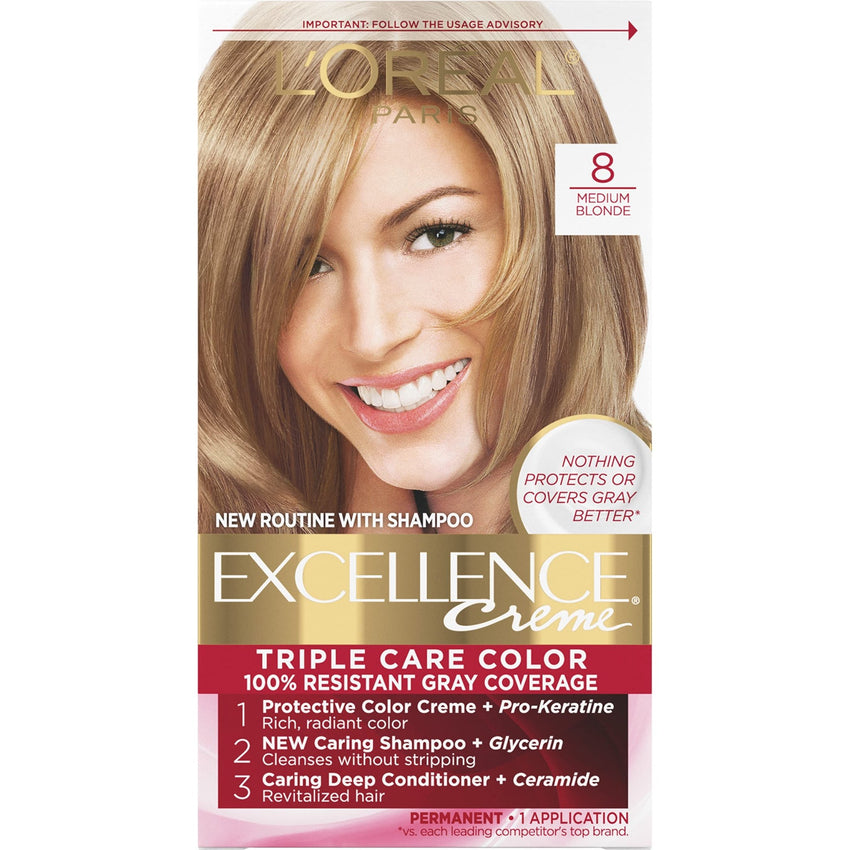 L'Oreal Paris Excellence Creme Permanent Hair Color, 4 Dark Brown, 100 percent Gray Coverage Hair Dye, Pack of 1 - 7DAY'S