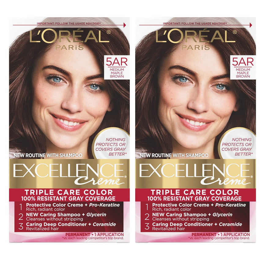 L'Oreal Paris Excellence Creme Permanent Hair Color, 4 Dark Brown, 100 percent Gray Coverage Hair Dye, Pack of 1 - 7DAY'S