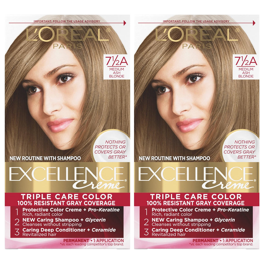 L'Oreal Paris Excellence Creme Permanent Hair Color, 4 Dark Brown, 100 percent Gray Coverage Hair Dye, Pack of 1 - 7DAY'S