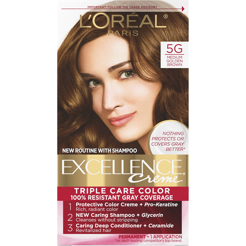 L'Oreal Paris Excellence Creme Permanent Hair Color, 4 Dark Brown, 100 percent Gray Coverage Hair Dye, Pack of 1 - 7DAY'S