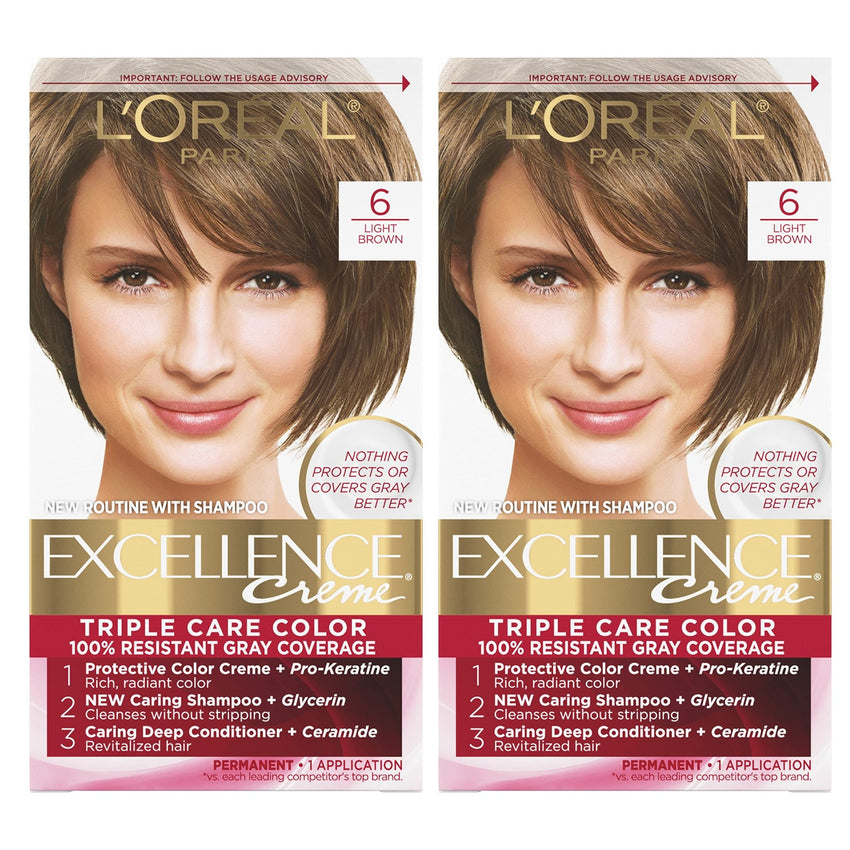 L'Oreal Paris Excellence Creme Permanent Hair Color, 4 Dark Brown, 100 percent Gray Coverage Hair Dye, Pack of 1 - 7DAY'S