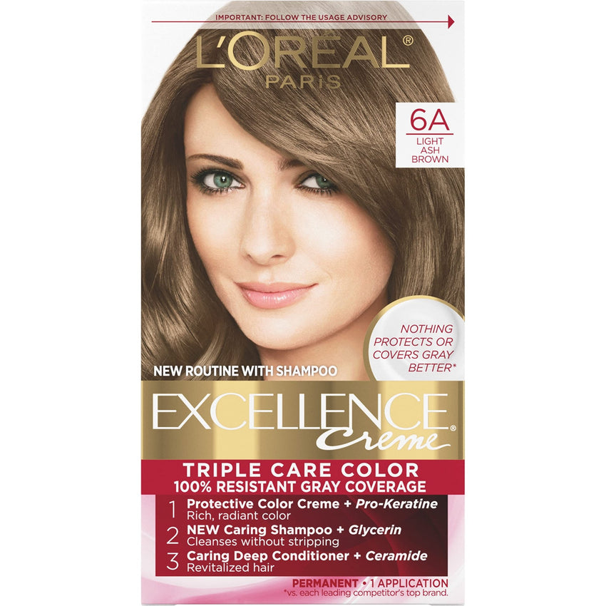 L'Oreal Paris Excellence Creme Permanent Hair Color, 4 Dark Brown, 100 percent Gray Coverage Hair Dye, Pack of 1 - 7DAY'S