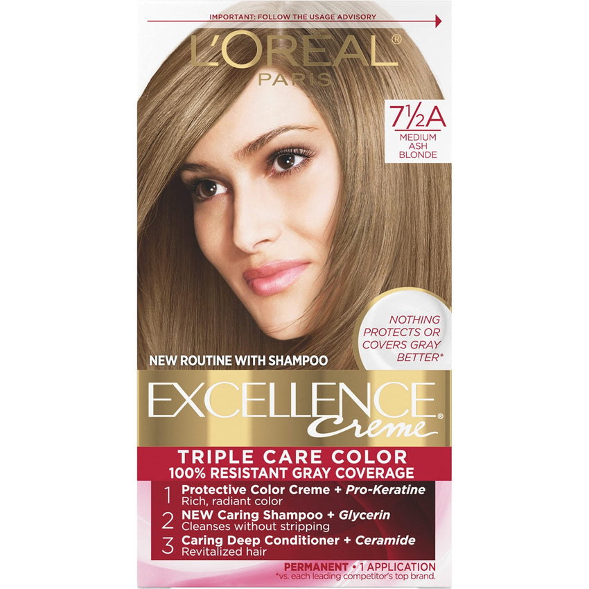 L'Oreal Paris Excellence Creme Permanent Hair Color, 4 Dark Brown, 100 percent Gray Coverage Hair Dye, Pack of 1 - 7DAY'S