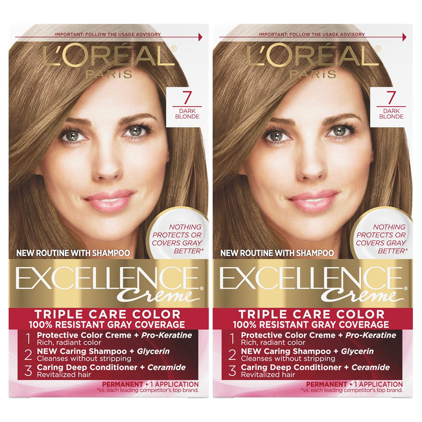 L'Oreal Paris Excellence Creme Permanent Hair Color, 4 Dark Brown, 100 percent Gray Coverage Hair Dye, Pack of 1 - 7DAY'S