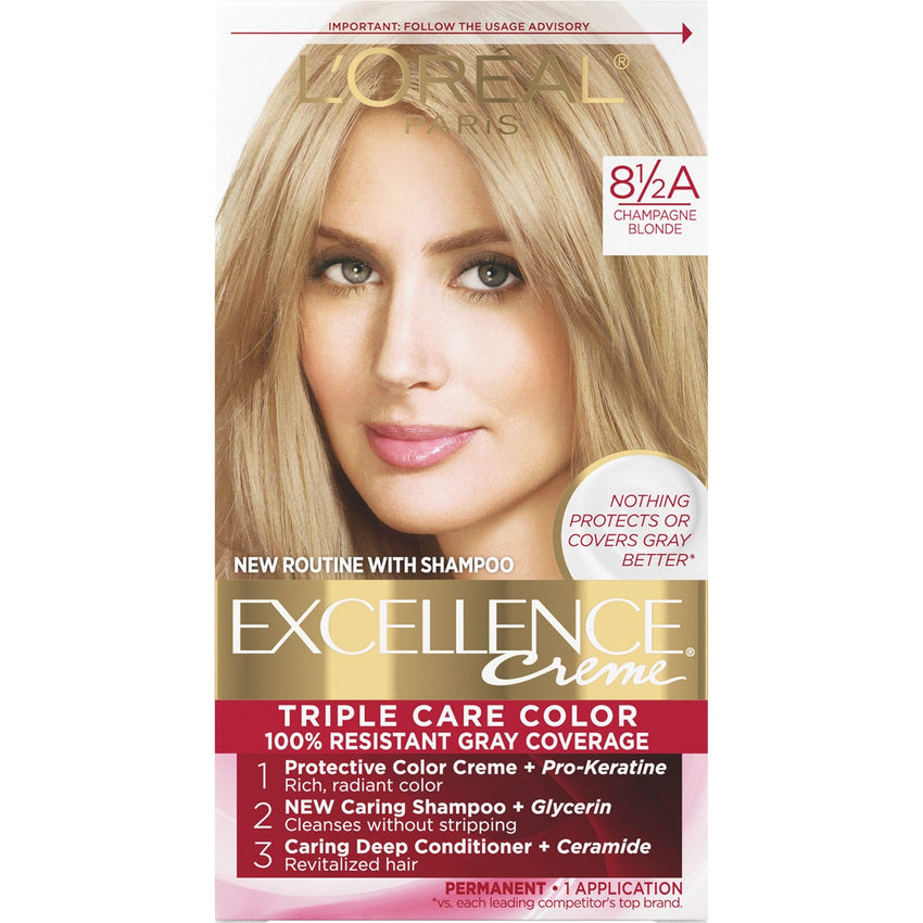L'Oreal Paris Excellence Creme Permanent Hair Color, 4 Dark Brown, 100 percent Gray Coverage Hair Dye, Pack of 1 - 7DAY'S