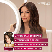 L'Oreal Paris Excellence Creme Permanent Hair Color, 4 Dark Brown, 100 percent Gray Coverage Hair Dye, Pack of 1 - 7DAY'S