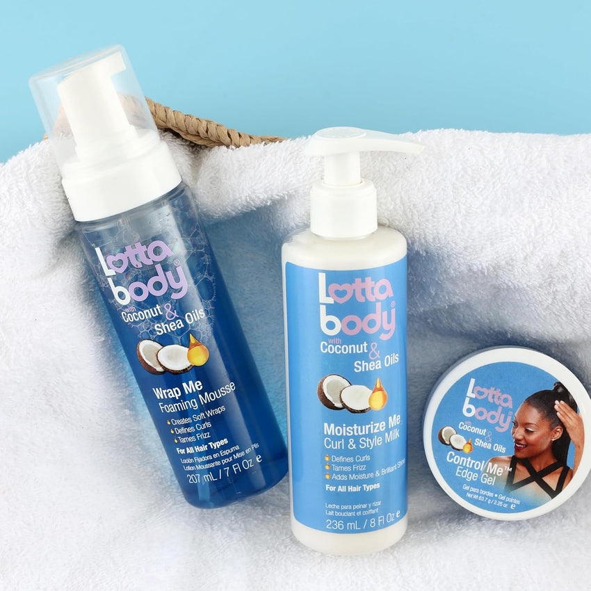 Lottabody Coconut Oil and Shea Wrap Me Foaming Curl Mousse , Creates Soft Wraps, Hair Mousse for Curly Hair, Defines Curls, Anti Frizz, 7 Fl Oz - 7DAY'S