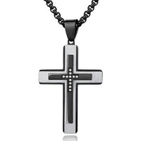 Luxury Cross Pendant Necklace for Men, Large Jesus Christ 316L Stainless Steel Cross Pendant Necklace, Heavy Duty Necklace for Men - 7DAY'S