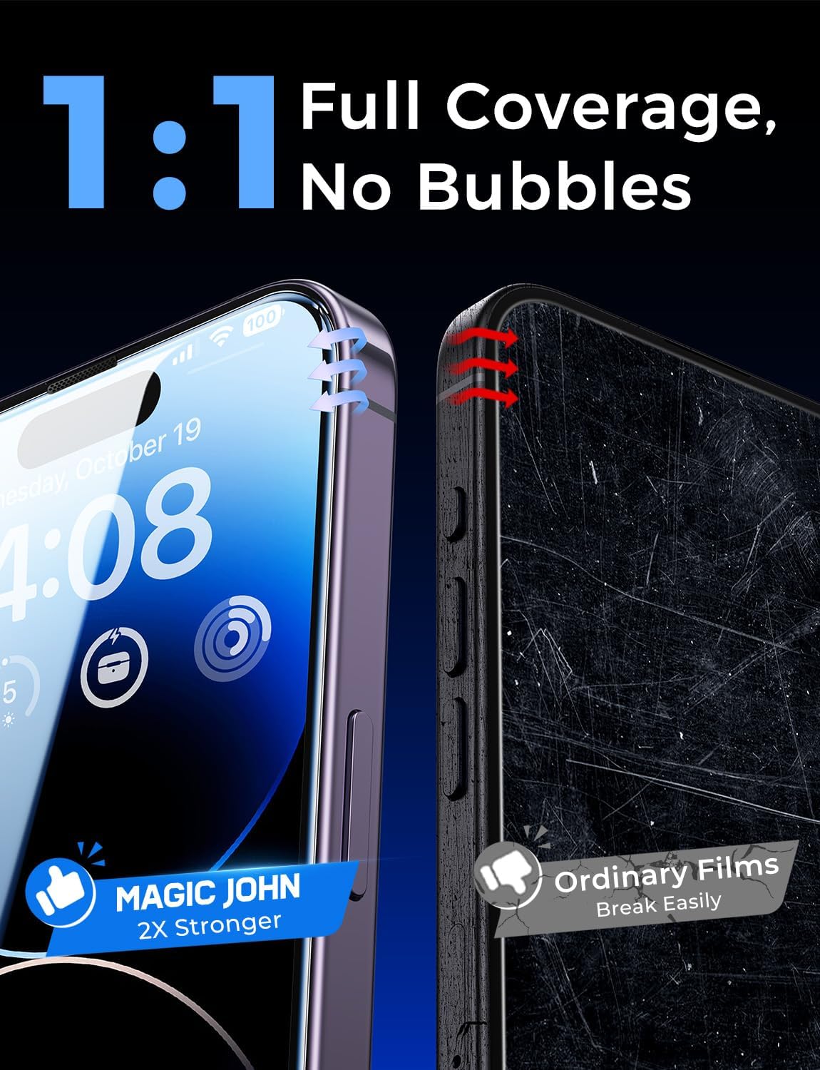 MAGIC JOHN 2 Pack for iPhone 14 Pro 6.1 inch Tempered Glass Screen Protector, Auto Dust - Elimination Installation, Bubble Free, Dynamic Island Compatible, HD Clear, Easy Installation - 7DAY'S