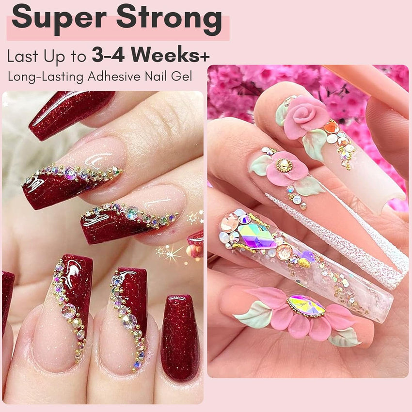 Makartt Nail Rhinestone Glue for Nails: Super Strong Gel Nail Glue for Decorations Nail Charm 3D Nails Bling Gel for Nail Gem Nail Art Jewel Diamonds 30ML Cured Need Beauty - 7DAY'S