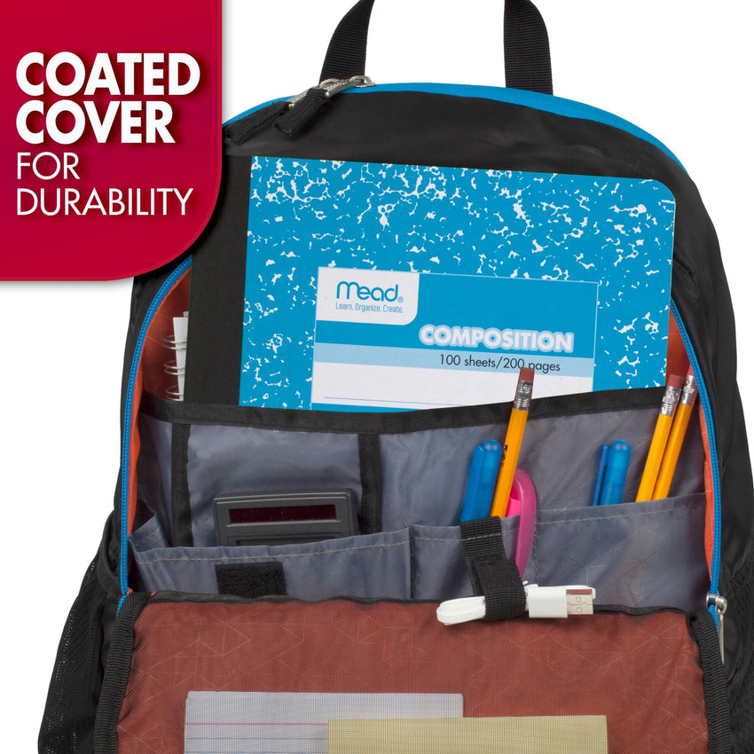 Mead Composition Notebook, 3 Pack, Wide Ruled Paper, 7 - 1/2" x 9 - 3/4", 100 Sheets per Comp Book, Black Marble (38301) - 7DAY'S