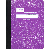 Mead Composition Notebook, 3 Pack, Wide Ruled Paper, 7 - 1/2" x 9 - 3/4", 100 Sheets per Comp Book, Black Marble (38301) - 7DAY'S
