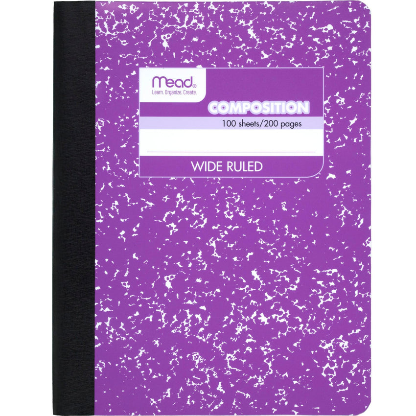 Mead Composition Notebook, 3 Pack, Wide Ruled Paper, 7 - 1/2" x 9 - 3/4", 100 Sheets per Comp Book, Black Marble (38301) - 7DAY'S