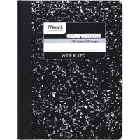 Mead Composition Notebook, 3 Pack, Wide Ruled Paper, 7 - 1/2" x 9 - 3/4", 100 Sheets per Comp Book, Black Marble (38301) - 7DAY'S