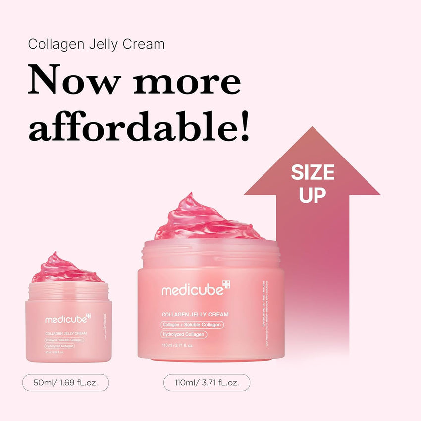 medicube Collagen Jelly Cream - Niacinamide & Freeze - Dried Hydrolyzed Collagen - Boosts skin barrier hydration & gives 24h Glow & Firmer looking skin | No artificial color, Korean skincare (3.71 fl.oz.) - 7DAY'S