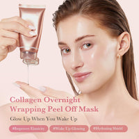 medicube Collagen Overnight Wrapping Peel Off Facial Mask Pack - Elasticity & Hydration Care, Reduces Sagging & Dullness - Hydrolyzed Collagen For Glowing Skin - Korean Skin Care, 2.53 fl.oz - 7DAY'S