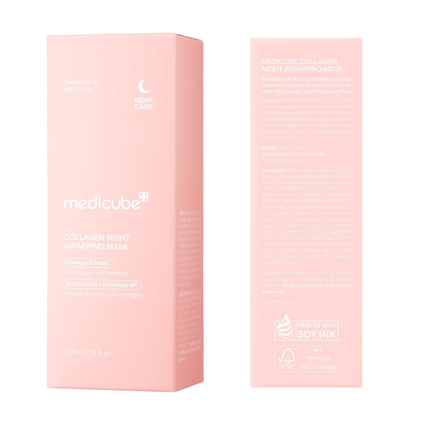 medicube Collagen Overnight Wrapping Peel Off Facial Mask Pack - Elasticity & Hydration Care, Reduces Sagging & Dullness - Hydrolyzed Collagen For Glowing Skin - Korean Skin Care, 2.53 fl.oz - 7DAY'S