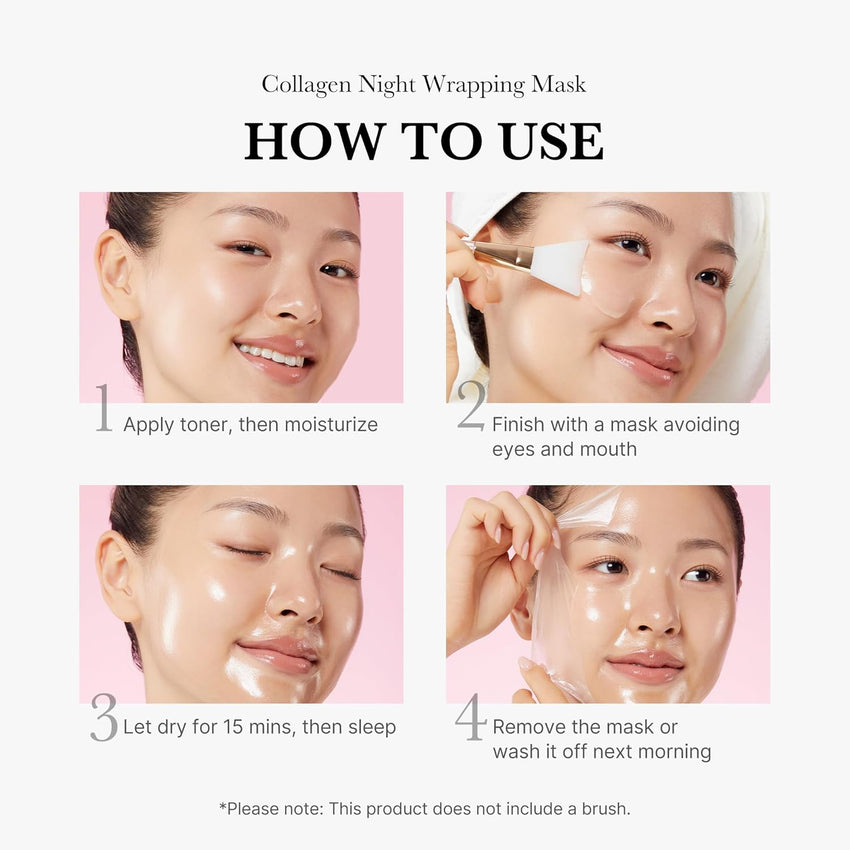 medicube Collagen Overnight Wrapping Peel Off Facial Mask Pack - Elasticity & Hydration Care, Reduces Sagging & Dullness - Hydrolyzed Collagen For Glowing Skin - Korean Skin Care, 2.53 fl.oz - 7DAY'S