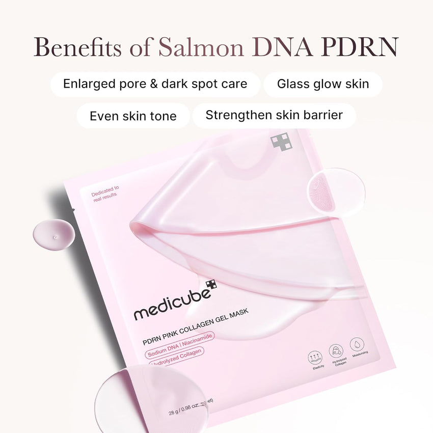 medicube Salmon DNA PDRN pink collagen jelly gel mask | overnight face mask for glass glow skin - elasticity, hydrating, firming and moisturizing | korean skincare, 28g, 4ea - 7DAY'S