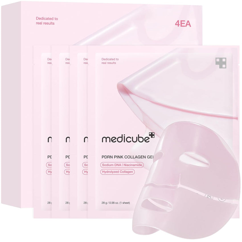 medicube Salmon DNA PDRN pink collagen jelly gel mask | overnight face mask for glass glow skin - elasticity, hydrating, firming and moisturizing | korean skincare, 28g, 4ea - 7DAY'S