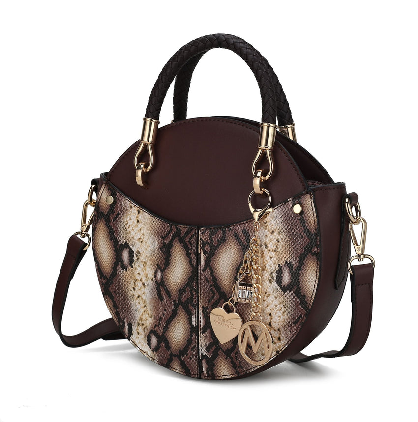 MKF Collection Camille Faux Snakeskin Vegan Leather Women Round Crossbody Bag by Mia K - 7DAY'S