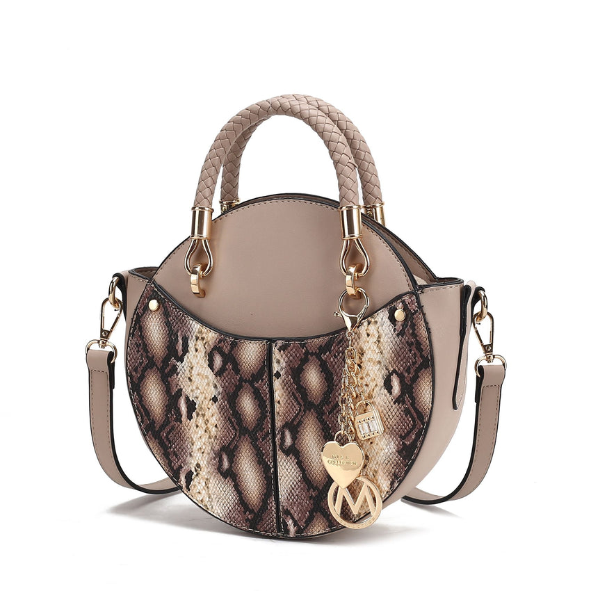 MKF Collection Camille Faux Snakeskin Vegan Leather Women Round Crossbody Bag by Mia K - 7DAY'S