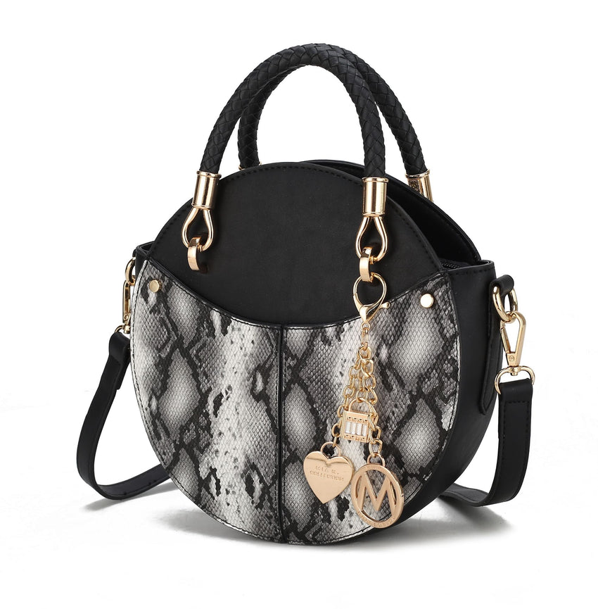 MKF Collection Camille Faux Snakeskin Vegan Leather Women Round Crossbody Bag by Mia K - 7DAY'S