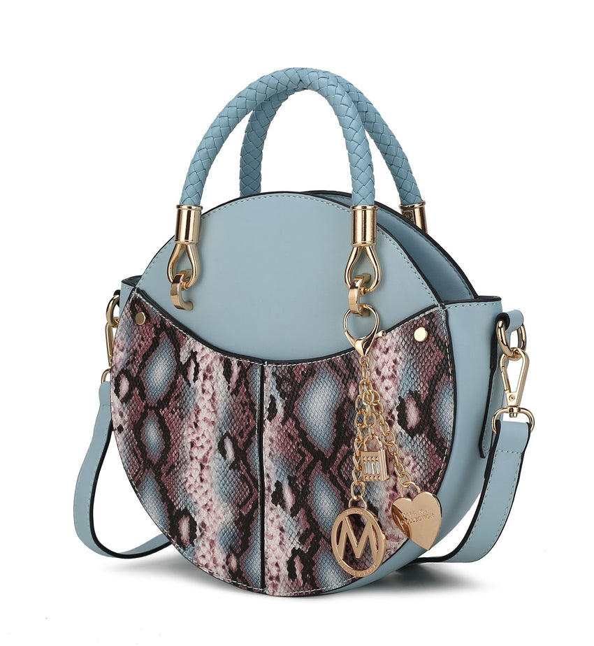 MKF Collection Camille Faux Snakeskin Vegan Leather Women Round Crossbody Bag by Mia K - 7DAY'S