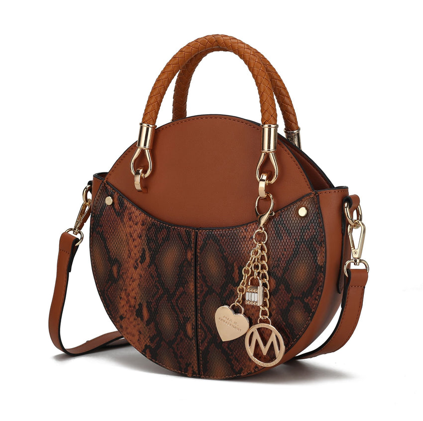 MKF Collection Camille Faux Snakeskin Vegan Leather Women Round Crossbody Bag by Mia K - 7DAY'S