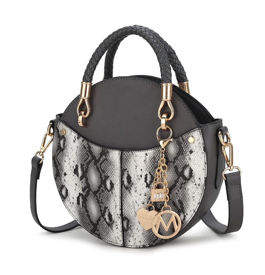 MKF Collection Camille Faux Snakeskin Vegan Leather Women Round Crossbody Bag by Mia K - 7DAY'S