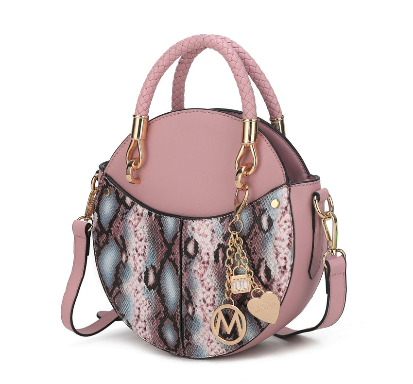 MKF Collection Camille Faux Snakeskin Vegan Leather Women Round Crossbody Bag by Mia K - 7DAY'S