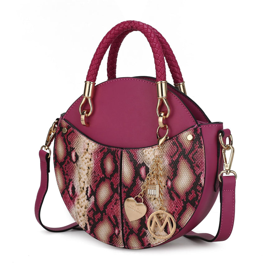 MKF Collection Camille Faux Snakeskin Vegan Leather Women Round Crossbody Bag by Mia K - 7DAY'S