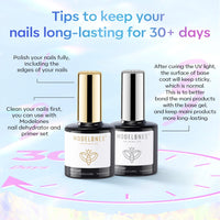 modelones Gel Top Coat, 15 ml 2025 Upgrade Super Shiny Base and Top Coat Set, Soak Off Nail Lamp Acid Free No Wipe Clear Base Top Gel Nail Polish - 7DAY'S