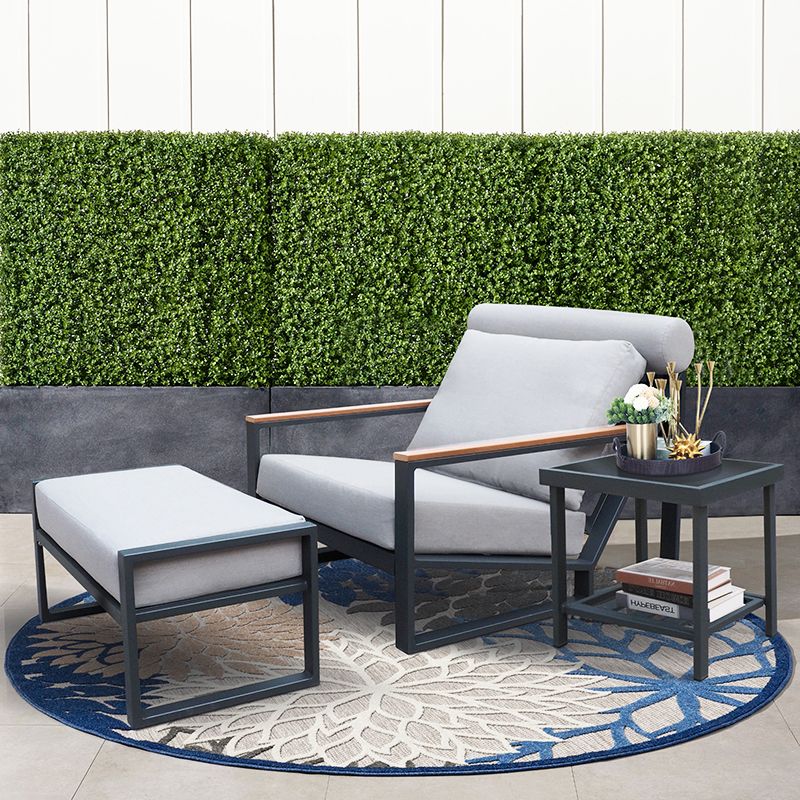 Modern Aluminum Lounge Chairs Sets; Outdoor Furniture Reclining with Ottoman; Cushions and Side Table - 7DAY'S