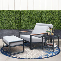 Modern Aluminum Lounge Chairs Sets; Outdoor Furniture Reclining with Ottoman; Cushions and Side Table - 7DAY'S