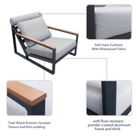 Modern Aluminum Lounge Chairs Sets; Outdoor Furniture Reclining with Ottoman; Cushions and Side Table - 7DAY'S