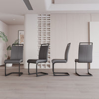 Modern Dining Chairs,PU Faux Leather High Back Upholstered Side Chair with C - shaped Tube plating Metal Legs for Dining Room Kitchen Vanity Patio Club Guest Office Chair (Set of 4) - 7DAY'S