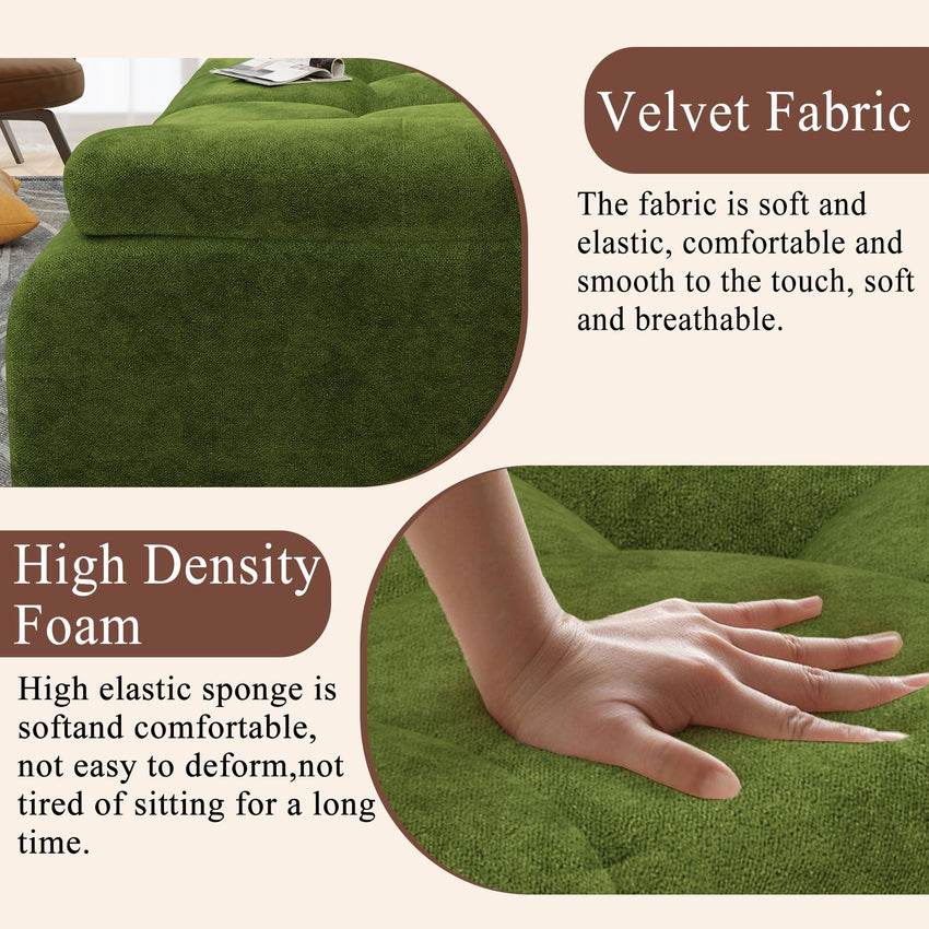 Modern Sofa Bed,Velvet Sleeper Couch,3 Seater Tufted Sofa,And Adjustable Backrests For Small Spaces, Living Room, Bedroom - 7DAY'S